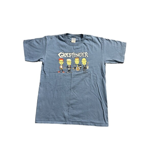 Vintage Goldfinger T Shirt Cartoon Print Rock Band Size M Blue Y2K HTF Rare